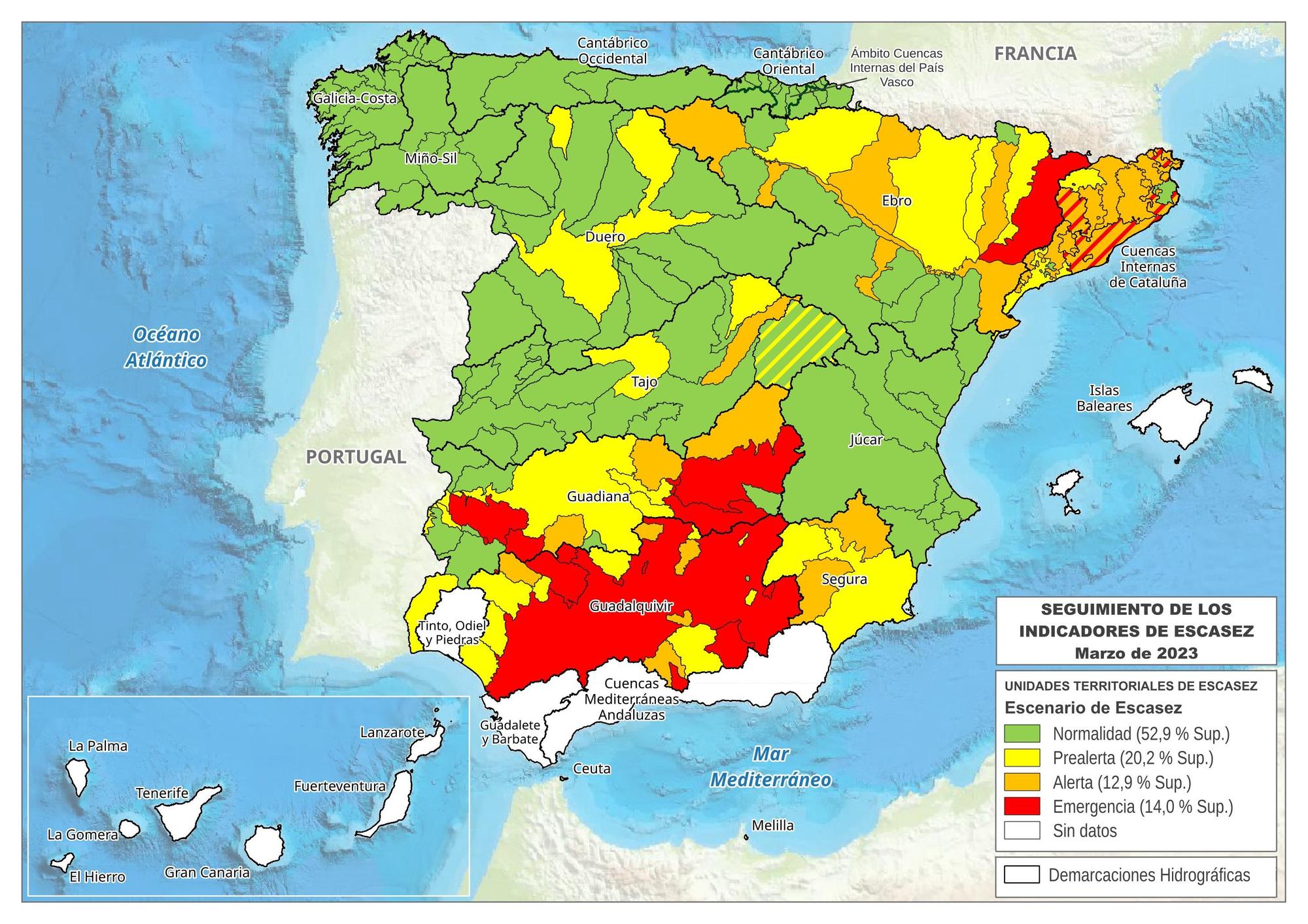Indice escasez agua marzo Miteco